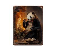 NKALFGH Ancient Panda Toast Plaque en métal vintage pour pub, club, café, bar, maison, décoration murale 30 x 40 cm
