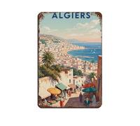 NKALFGH Plaque en métal vintage Alger Algérie pour pub, club, café, bar, maison, décoration murale, affiche rétro, 20 x 30 cm