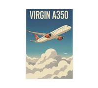 NKALFGH Poster Irgin Atlantic Jet A350 sur toile, impression murale, 50 x 75 cm