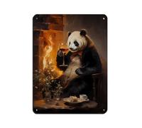 NKALFGH Poster rétro en métal avec motif panda ancien portant l'inscription « Toast » - Décoration murale - 30 x 40 cm
