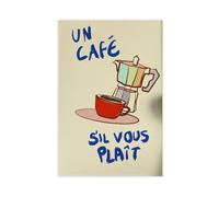 NKALFGH Un Cafe Sil Vous Plait Prin Poster sur toile Décoration murale 50 x 75 cm