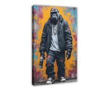 NKALFGH Urban Gorilla Street Poster sur toile pour décoration de chambre à coucher 40 x 60 cm