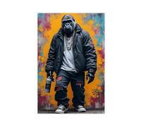 NKALFGH Urban Gorilla Street Poster sur toile pour décoration de chambre à coucher 60 x 90 cm