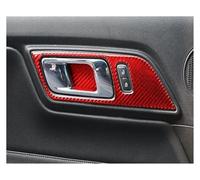 NKCVEZBW Autocollants intérieurs en fibre de carbone compatibles avec la Ford Mustang GT 2015-2021, décoration de cadre de poignée de porte de voiture, garniture de couverture(A set(Red))
