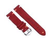 NKCVEZBW Bracelet compatible avec les montres vintage, cousu main, disponible en 18 mm, 20 mm et 22 mm, avec système de fixation rapide.(Red,18MM_STEEL COLOR BUCKLE)