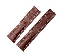 NKCVEZBW Bracelet de montre 22 mm 24 mm compatible avec les bracelets Breitling en cuir de vachette, disponible en noir, bleu et marron, avec boucle en métal argenté.(B Brown no buckle,22mm)