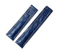 NKCVEZBW Bracelet de montre 22 mm 24 mm compatible avec les bracelets Breitling en cuir de vachette, disponible en noir, bleu et marron, avec boucle en métal argenté.(B Blue no buckle,24mm)