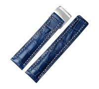 NKCVEZBW Bracelet de montre 22 mm 24 mm compatible avec les bracelets Breitling en cuir de vachette, disponible en noir, bleu et marron, avec boucle en métal argenté.(B Blue silver,22mm)