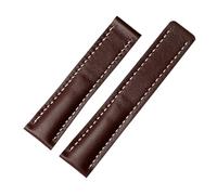 NKCVEZBW Bracelet de montre 22 mm 24 mm compatible avec les bracelets Breitling en cuir de vachette, disponible en noir, bleu et marron, avec boucle en métal argenté.(A Brown no buckle,22mm)
