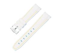 NKCVEZBW Bracelet de montre compatible avec Omega X Swatch, MoonSwatch, bracelet plongée en caoutchouc silicone incurvé, compatible le Water Ghost 20 mm(White yellow)