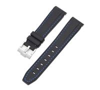 NKCVEZBW Bracelet de montre compatible avec Omega X Swatch, MoonSwatch, bracelet plongée en caoutchouc silicone incurvé, compatible le Water Ghost 20 mm(Black blue)