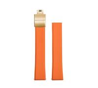 NKCVEZBW Bracelet de montre en caoutchouc FKM CTS de forme convexe, compatible avec les tailles 19, 20, 21 et 22 mm. Boucle papillon à dégagement rapide.(Orange Gold Buckle,22mm)