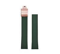 NKCVEZBW Bracelet de montre en caoutchouc FKM CTS de forme convexe, compatible avec les tailles 19, 20, 21 et 22 mm. Boucle papillon à dégagement rapide.(Green Rose Gold,22mm)