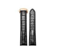 NKCVEZBW Bracelet de Montre en Cuir, 18mm, 19mm, 20mm, 21mm, Compatible avec la Montre Omega Speed Seamaster, Fermoir déployant, Noir et Marron(Black-Rosegold,20mm)