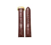 NKCVEZBW Bracelet de Montre en Cuir, 18mm, 19mm, 20mm, 21mm, Compatible avec la Montre Omega Speed Seamaster, Fermoir déployant, Noir et Marron(Brown-Gold,20mm)