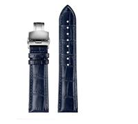 NKCVEZBW Bracelet de Montre en Cuir Compatible avec Les Montres Tissot Huawei Citizen, 16mm, 18mm, 20mm, 21mm, 22mm, 23mm, Bracelet de Montre en Cuir Bleu(Dark Blue Silver,22mm)