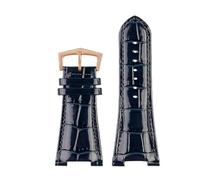 NKCVEZBW Bracelet de montre en cuir cranté 25 x 13 mm + connecteur compatible avec les bracelets de montre Patek Philippe Nautilus 5711, 5726 et 5712 g.(Blue RG B)