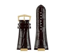 NKCVEZBW Bracelet de montre en cuir cranté 25 x 13 mm + connecteur compatible avec les bracelets de montre Patek Philippe Nautilus 5711, 5726 et 5712 g.(Brown gold A)