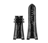 NKCVEZBW Bracelet de montre en cuir cranté 25 x 13 mm + connecteur compatible avec les bracelets de montre Patek Philippe Nautilus 5711, 5726 et 5712 g.(Black no clasp)