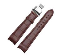 NKCVEZBW Bracelet de montre en cuir de veau Arc Interface, compatible avec les montres Tissot et Omega, disponible en 18 mm, 19 mm, 20 mm, 21 mm, 22 mm, 23 mm et 24 mm.(Brown-Brown-Silvery,20mm)