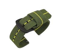 NKCVEZBW Bracelet de montre en nylon 18 mm, 20 mm, 22 mm, 24 mm, compatible avec les bracelets élastiques tissés militaires à dégagement rapide, for hommes et sportifs.(ArmyGreen-Yellow-BK,20mm)