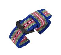 NKCVEZBW Bracelet de montre en nylon 18 mm, 20 mm, 22 mm, 24 mm, compatible avec les bracelets élastiques tissés militaires à dégagement rapide, for hommes et sportifs.(BlueGreenRedWhite-BK,18mm)