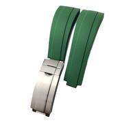 NKCVEZBW Bracelet de montre en silicone et caoutchouc de 20, 21, 19 et 18 mm, compatible avec les montres Rolex Yacht-Master, Daytona et Submariner, boucle Glide Lock.(Green,Black buckle,19mm)