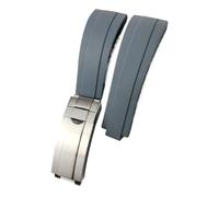 NKCVEZBW Bracelet de montre en silicone et caoutchouc de 20, 21, 19 et 18 mm, compatible avec les montres Rolex Yacht-Master, Daytona et Submariner, boucle Glide Lock.(Gray,Black buckle,21mm)