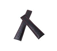 NKCVEZBW Bracelet de montre étanche compatible avec Tag Heuer 19 mm, 20 mm et 22 mm, en cuir de vachette souple et respirant.(No buckle red line,20mm)