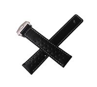 NKCVEZBW Bracelet de montre étanche compatible avec Tag Heuer 19 mm, 20 mm et 22 mm, en cuir de vachette souple et respirant.(Black white line,19mm)