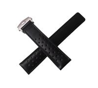 NKCVEZBW Bracelet de montre étanche compatible avec Tag Heuer 19 mm, 20 mm et 22 mm, en cuir de vachette souple et respirant.(Black black line,20mm)