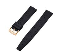 NKCVEZBW Bracelet de montre universel à dégagement rapide et extrémités plates, compatible avec les bracelets en caoutchouc FKM tropicaux de 18 à 24 mm.(FKM-Black Gold,23mm)