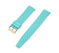 NKCVEZBW Bracelet de montre universel à dégagement rapide et extrémités plates, compatible avec les bracelets en caoutchouc FKM tropicaux de 18 à 24 mm.(FKM-Cyan Gold,20mm)