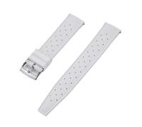 NKCVEZBW Bracelet de montre universel à dégagement rapide et extrémités plates, compatible avec les bracelets en caoutchouc FKM tropicaux de 18 à 24 mm.(FKM-White Silver,18mm)