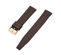 NKCVEZBW Bracelet de montre universel à dégagement rapide et extrémités plates, compatible avec les bracelets en caoutchouc FKM tropicaux de 18 à 24 mm.(FKM-Brown Gold,20mm)