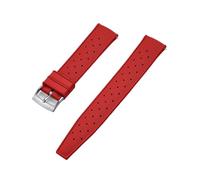 NKCVEZBW Bracelet de montre universel à dégagement rapide et extrémités plates, compatible avec les bracelets en caoutchouc FKM tropicaux de 18 à 24 mm.(FKM-Red Silver,24mm)