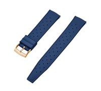 NKCVEZBW Bracelet de montre universel à dégagement rapide et extrémités plates, compatible avec les bracelets en caoutchouc FKM tropicaux de 18 à 24 mm.(FKM-Blue Gold,21mm)