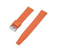 NKCVEZBW Bracelet de montre universel à dégagement rapide et extrémités plates, compatible avec les bracelets en caoutchouc FKM tropicaux de 18 à 24 mm.(FKM-Orange Silver,20mm)