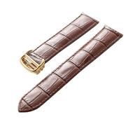 NKCVEZBW Bracelet de Rechange en Cuir de Vachette Compatible avec la Couche de tête de Bracelet de Montre Cartier Blue Balloon London for Hommes et Femmes, Accessoires(Brown Gold Buckle,18mm)