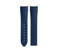 NKCVEZBW Bracelet en caoutchouc fluoré FKM incurvé de 21 mm compatible avec le bracelet Omega Planet Ocean 600 Speedmaster AT150(Blue Blue Line,21-18MM_GOOD SILV BUCKLE)