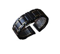 NKCVEZBW Bracelet en céramique noir avec bracelet doré et rouge, 20 21 22 23 24mm, Compatible avec la goupille de déverrouillage(Black with gold,16mm)