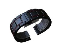 NKCVEZBW Bracelet en céramique noir avec bracelet doré et rouge, 20 21 22 23 24mm, Compatible avec la goupille de déverrouillage(Black with red,18mm)