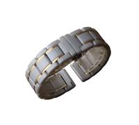 NKCVEZBW Bracelet en céramique noir avec bracelet doré et rouge, 20 21 22 23 24mm, Compatible avec la goupille de déverrouillage(White with gold,14mm)