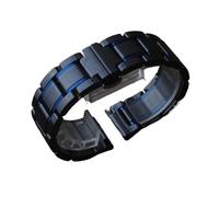 NKCVEZBW Bracelet en céramique noir avec bracelet doré et rouge, 20 21 22 23 24mm, Compatible avec la goupille de déverrouillage(Black with Blue,17mm)