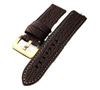 NKCVEZBW Bracelet en cuir de requin marron châtaigne compatible avec les montres homme de luxe, 20, 22 et 24 mm, style vintage, boucle en bronze.(Maroon A,24mm)