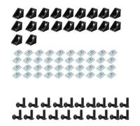 NKCVEZBW Compatible avec le jeu de connecteurs profilés en aluminium 3030, 20 supports d'angle + 40 capuchons à douille hexagonale M6x12mm + écrous fente T M6 série(3030 Black set)