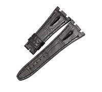 NKCVEZBW Compatible avec les bracelets de montre en cuir d'alligator AUDEMARS PIGUET ROYAL OAK 15400/26331 OFFSHORE 26470/15703.(BLACK WHITE,30mm)