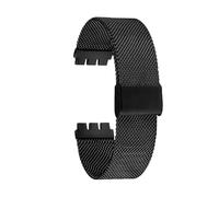 NKCVEZBW Compatible avec Les Bracelets métalliques de 17 mm, 19 mm et 20 mm, Compatible avec Les Bracelets de Rechange Swatch, en Acier Inoxydable, en Maille milanaise, Noir et Argent(Black,17mm)