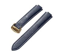 NKCVEZBW Compatible avec les bracelets pliables Cartier bleus à bracelet ballon en cuir de vachette souple grain litchi, for hommes et femmes.(Dark blue gold,16x9mm)