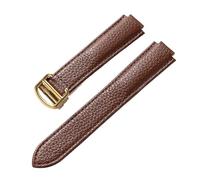 NKCVEZBW Compatible avec les bracelets pliables Cartier bleus à bracelet ballon en cuir de vachette souple grain litchi, for hommes et femmes.(Deep brown gold,16x9mm)